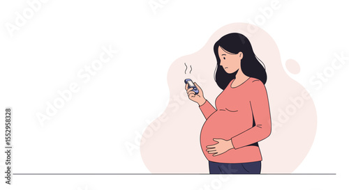 Illustration of a Pregnant Woman with Gestational Diabetes Monitoring Blood Sugar for Health Education and Awareness Campaigns