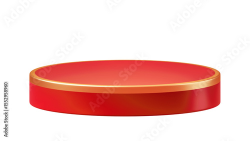 Vibrant red circular product display podium with a golden border, perfect for eye-catching promotions on a transparent background.

