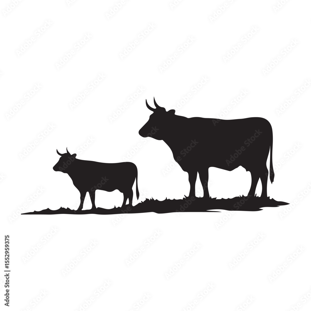 Fototapeta premium Cow Silhouette Vector Illustration set 