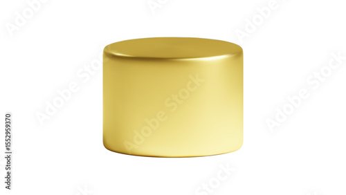 Sleek golden cylindrical product display stand, minimalist and luxurious for showcasing items with a clean transparent background.

