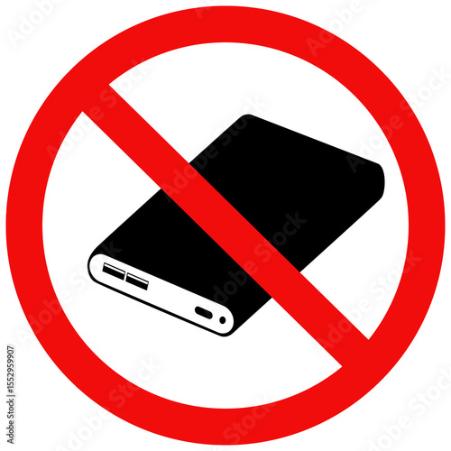 Do not power bank sign. No power bank recharger sign. Forbidden power bank icon. vector illustration design.
