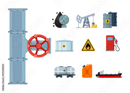 Oil Industry Object Set stock illustration