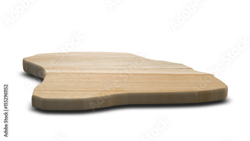 Natural light wooden display platform with an organic, irregular shape, ideal for showcasing rustic products on a transparent background.

