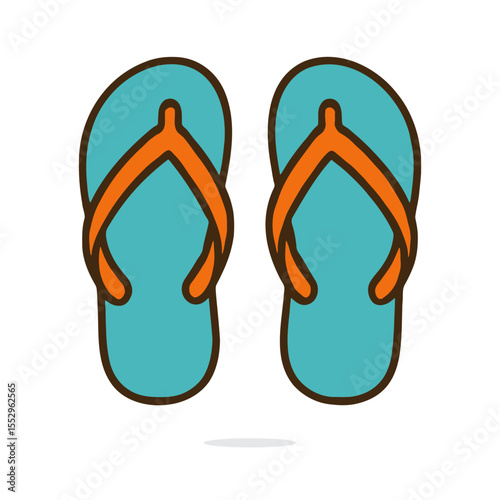 Vector illustration of two blue flip flops.