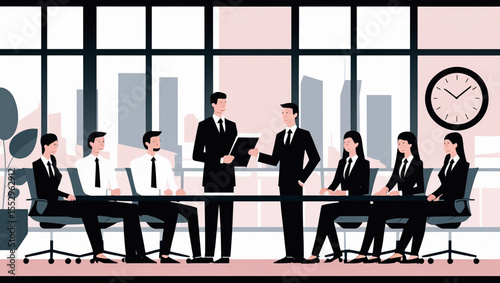AI Generative. Business Meeting with Male Leader Presenting in Boardroom. 6