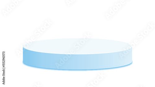 Transparent Background: Light blue cylindrical podium with subtle shadow, perfect for minimalist product display or awards.

