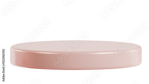 Transparent Background: Minimalist blush pink cylindrical podium with subtle shadow, perfect for clean product display or cosmetics.

