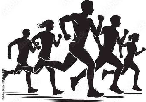 Group of Runners Vector Illustration