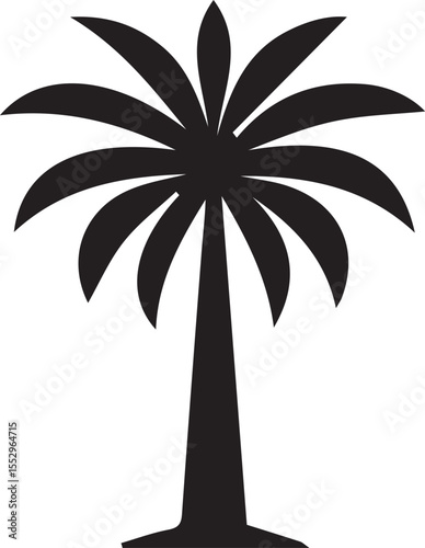 Tropical coconut palm tree illustration with vibrant green leaves and detailed trunk, perfect for beach, summer, island, and nature-themed graphic design and commercial use.