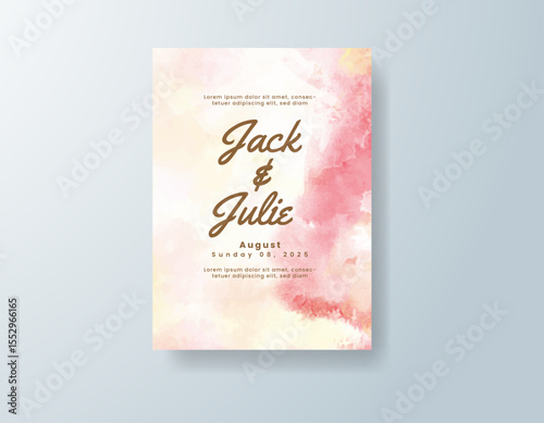 Wedding invitation with abstract splash watercolor