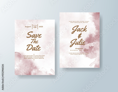 Wedding invitation with abstract splash watercolor