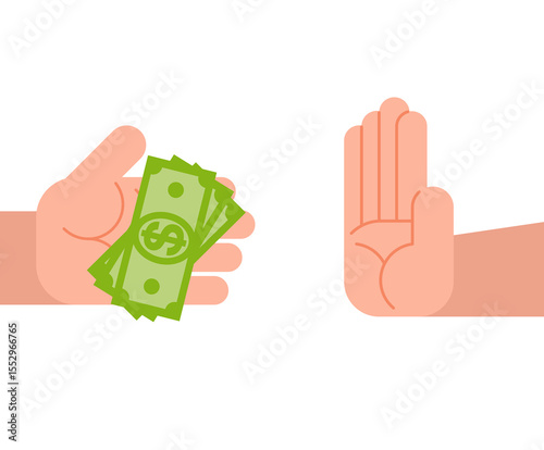 Refusal of money. Hands make a refusal of cash