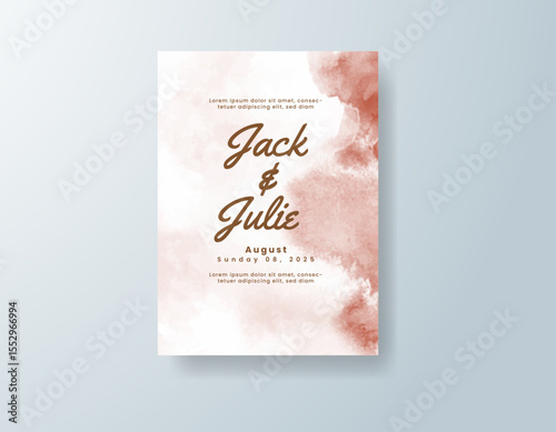 Wedding invitation with abstract splash watercolor