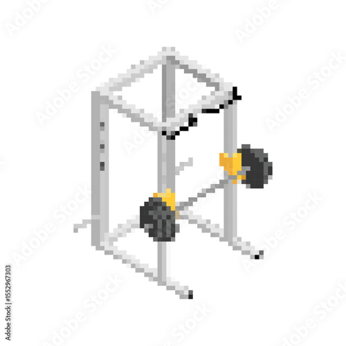 Power Rack Machine pixel art. 8 bit Squat Machine. pixelated Weight Training