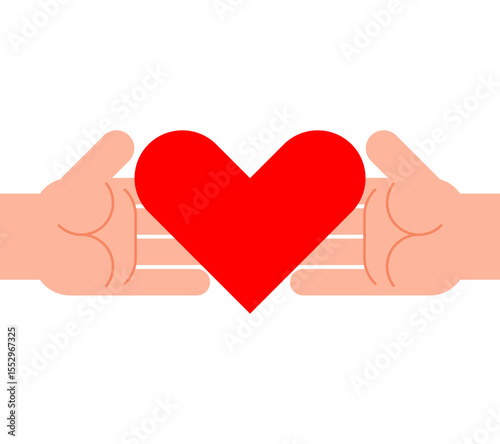 Mutual love. Two hands hold heart