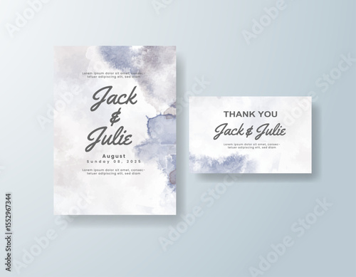 Wedding invitation with abstract splash watercolor