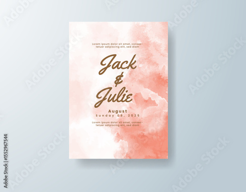 Wedding invitation with abstract splash watercolor