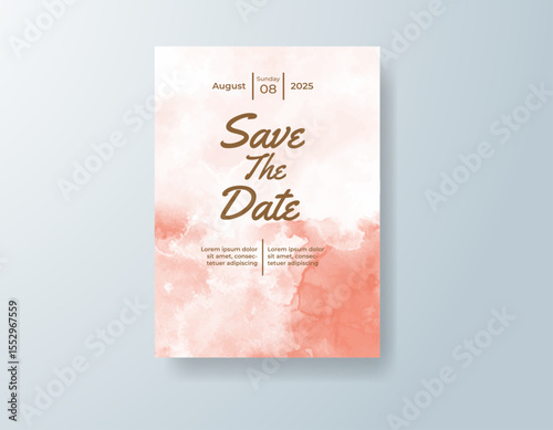 Wedding invitation with abstract splash watercolor