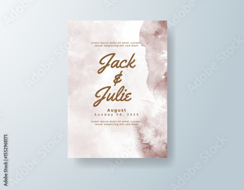 Wedding invitation with abstract splash watercolor