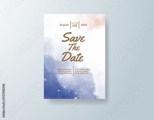 Wedding invitation with abstract splash watercolor