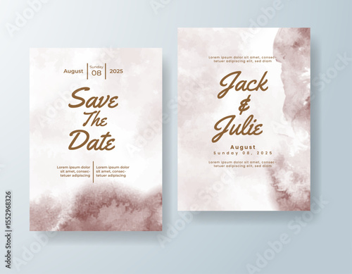 Wedding invitation with abstract splash watercolor