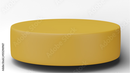A solid, matte gold cylindrical podium or display stand, ideal for showcasing products or awards, rendered with subtle shadows and a transparent background for easy integration.

