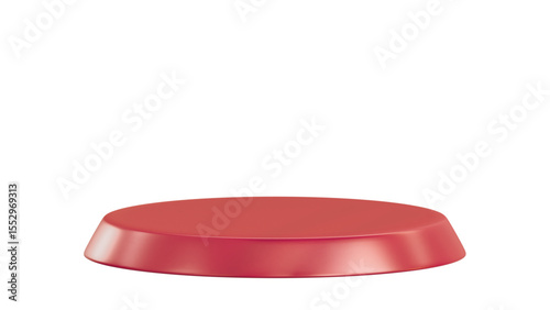 A stylish dark pink, low-profile, circular display podium with a transparent background, featuring a subtle beveled edge, perfect for modern and sleek product presentations.

