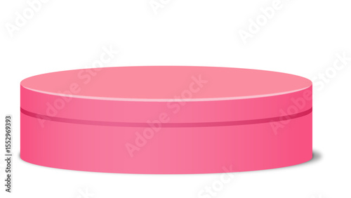A sweet, vibrant pink cylindrical display podium with a transparent background, featuring a subtle horizontal line, creating a charming and modern platform for various presentations.

