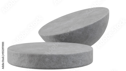 Modern Gray Concrete Product Display Podium with Transparent Background - Ideal for Showcasing Items in a Clean, Minimalist Style

