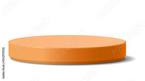 Smooth orange cylindrical display podium with a subtle shadow, perfect for modern product presentations on a transparent background.


