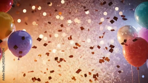 Festive balloons confetti backdrop celebration