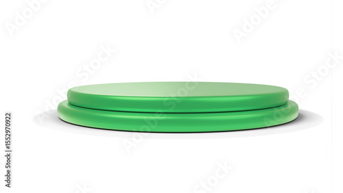 Smooth green cylindrical display podium with a subtle raised edge, perfect for product presentations on a transparent background.

