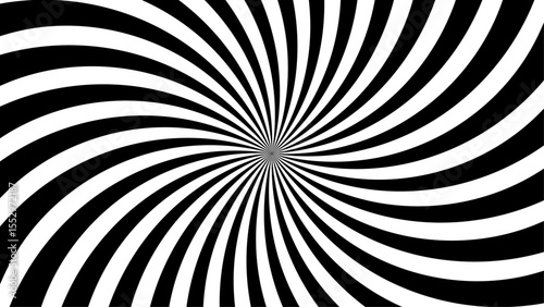 black and white spiral vortex design. This dynamic optical pattern ideal for abstract backgrounds or pop art themes.