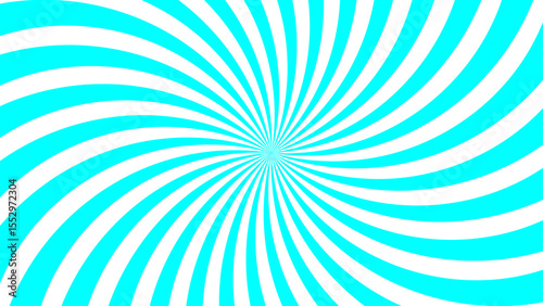 cyan blue and white spiral vortex design. This dynamic optical pattern ideal for abstract backgrounds or pop art themes.