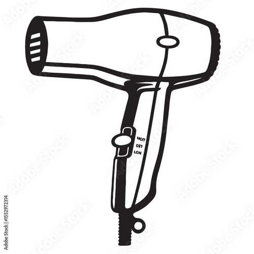 Hair dryer silhouette on white background