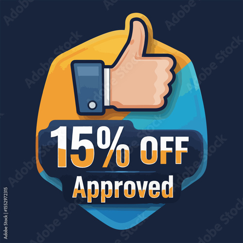 15 Percent Off Approved Thumbs Up Discount Badge sale