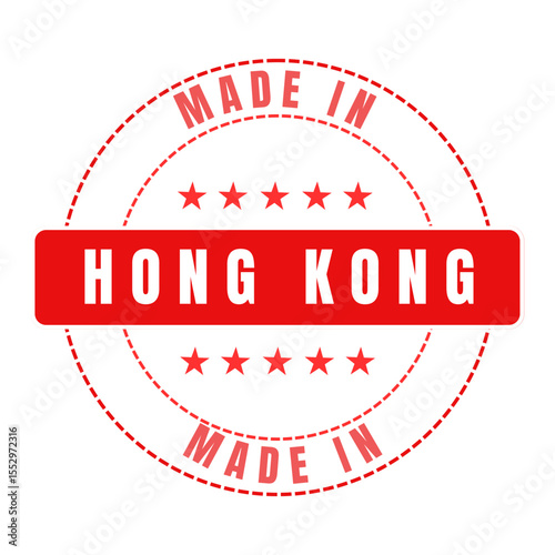 Stamp sticker of Made in Hong Kong icon, Vector illustration
