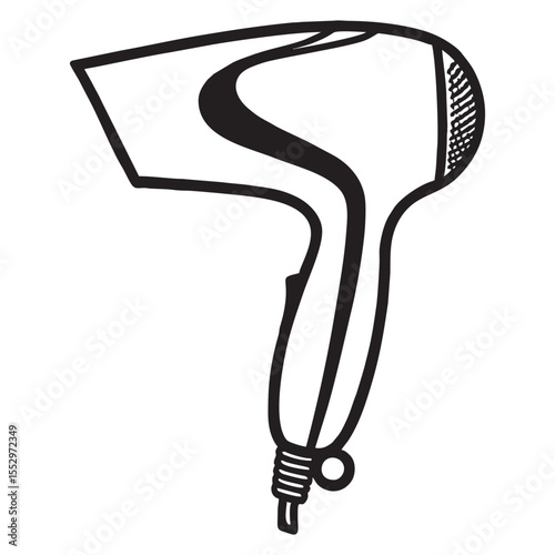 Hair dryer silhouette on white background
