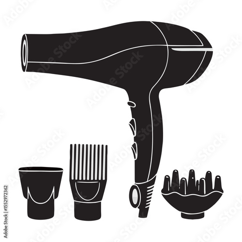 Hair dryer silhouette on white background