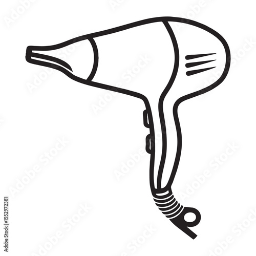 Hair dryer silhouette on white background