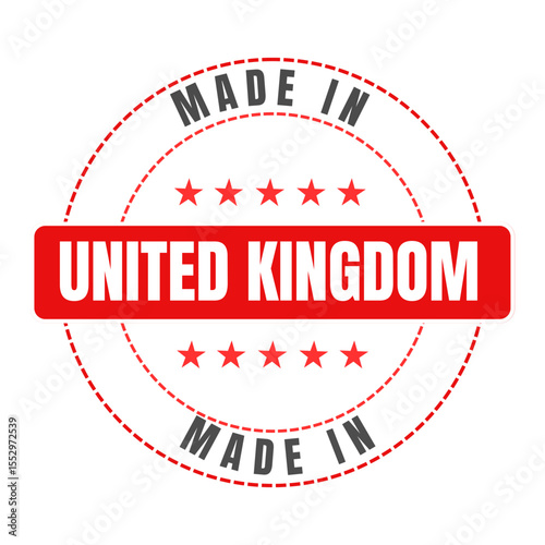Stamp sticker of Made in United Kingdom icon, Vector illustration