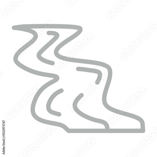 River Flow Vector Line Grey Icon Design