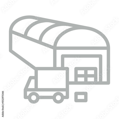 Warehouse Vector Line Grey Icon Design