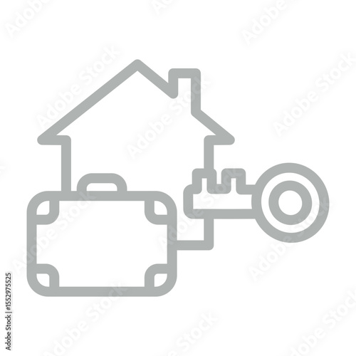 Vacation Rental Vector Line Grey Icon Design