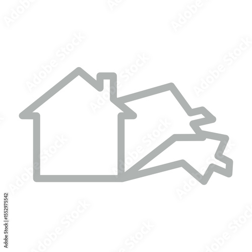 House Flipping Vector Line Grey Icon Design