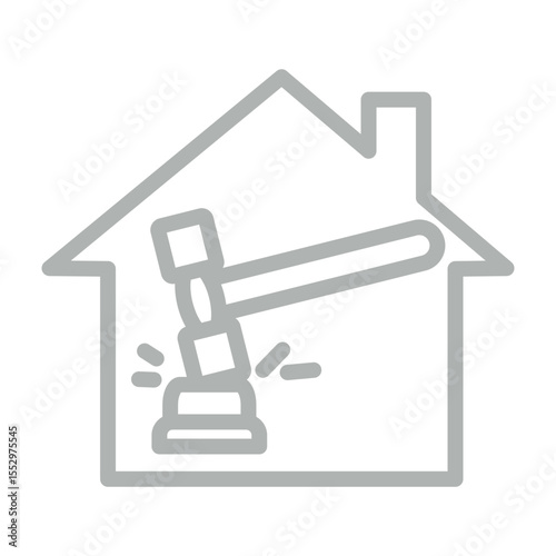 Real Estate Auction Vector Line Grey Icon Design