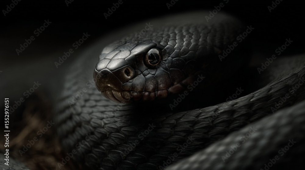 Fototapeta premium Black snake close up.