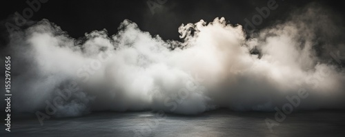 Wallpaper Mural Thick white smoke or fog billows across a dark, reflective surface under a black background. Torontodigital.ca