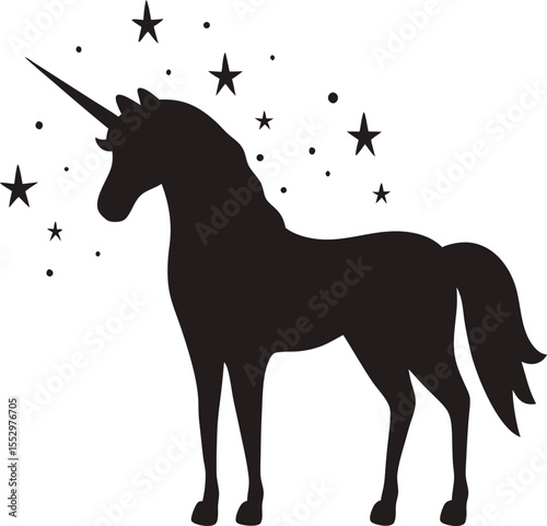 Unicorn silhouette, animal silhouette, Unicorn