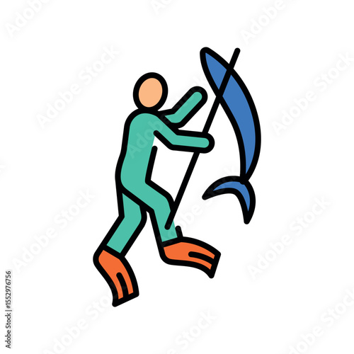 spearfishing color line icon for digital and print projects.